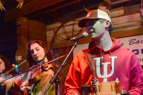 Adeline Miller (fiddle) and Zach Guidry (accordion)