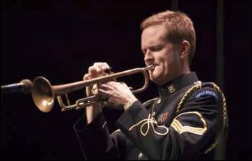 Graham Breedlove in Army Uniform playing trumpet